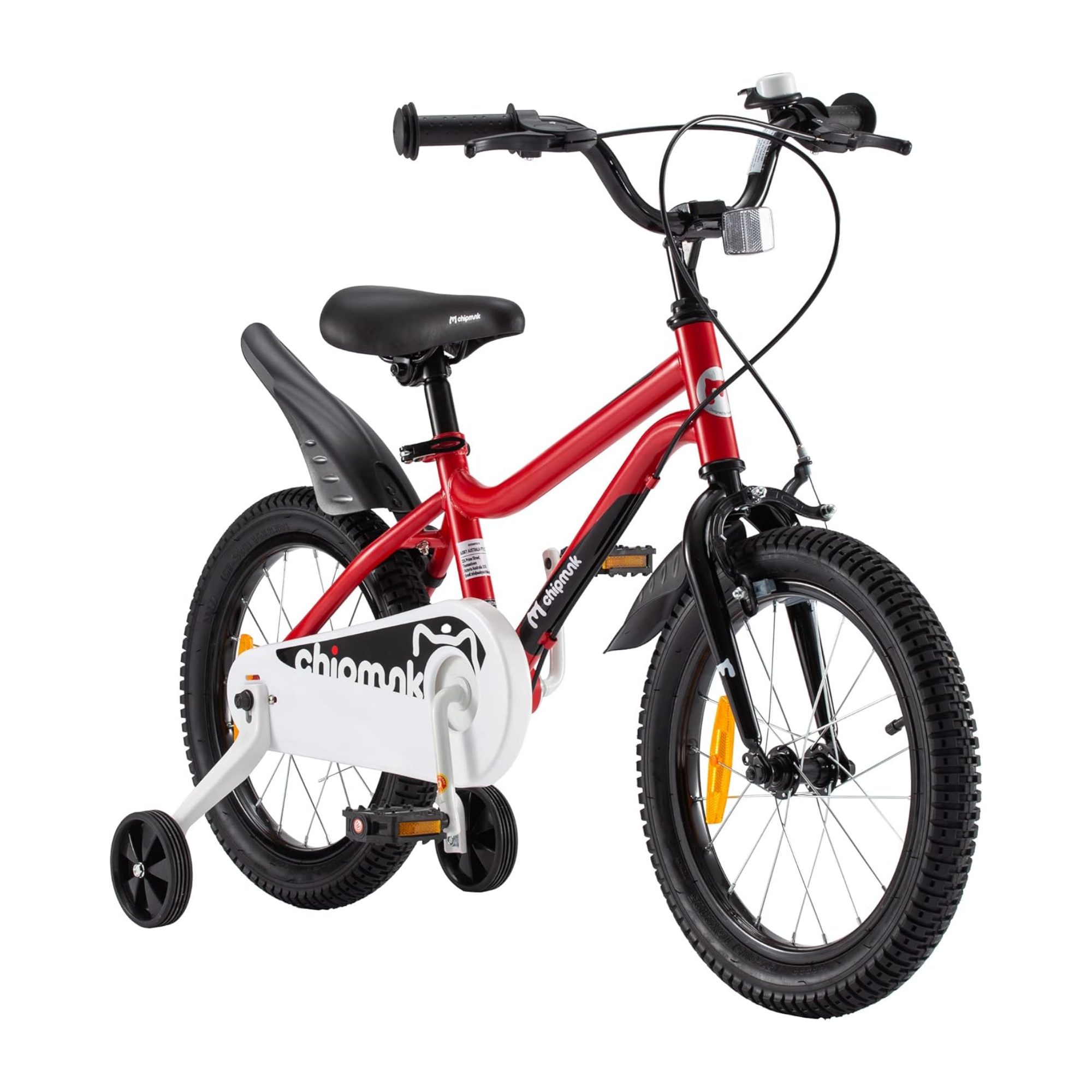 Chipmunk MK 16 Inch Bicycle with Lightweight Steel Frame, Adjustable Seat and Handle, Front + Rear Brakes, 95% Pre-Assembled Kid's Bikes with Training Wheels for Children 4-7 Years Old, Red