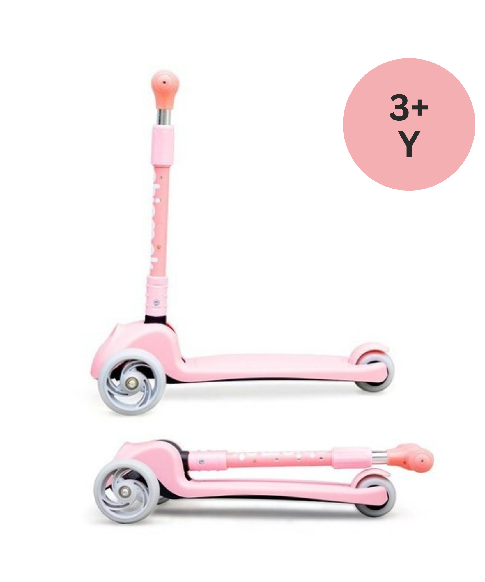 سكوتر تشيبمنك القابل للطي للأطفال بمقبض قابل لتعديل الارتفاع، تصميم ثابت بثلاث عجلات مع إطار بلاستيكي خفيف الوزن وفرامل خلفية، مناسب للأولاد والبنات من عمر 3 سنوات فما فوق، لون وردي