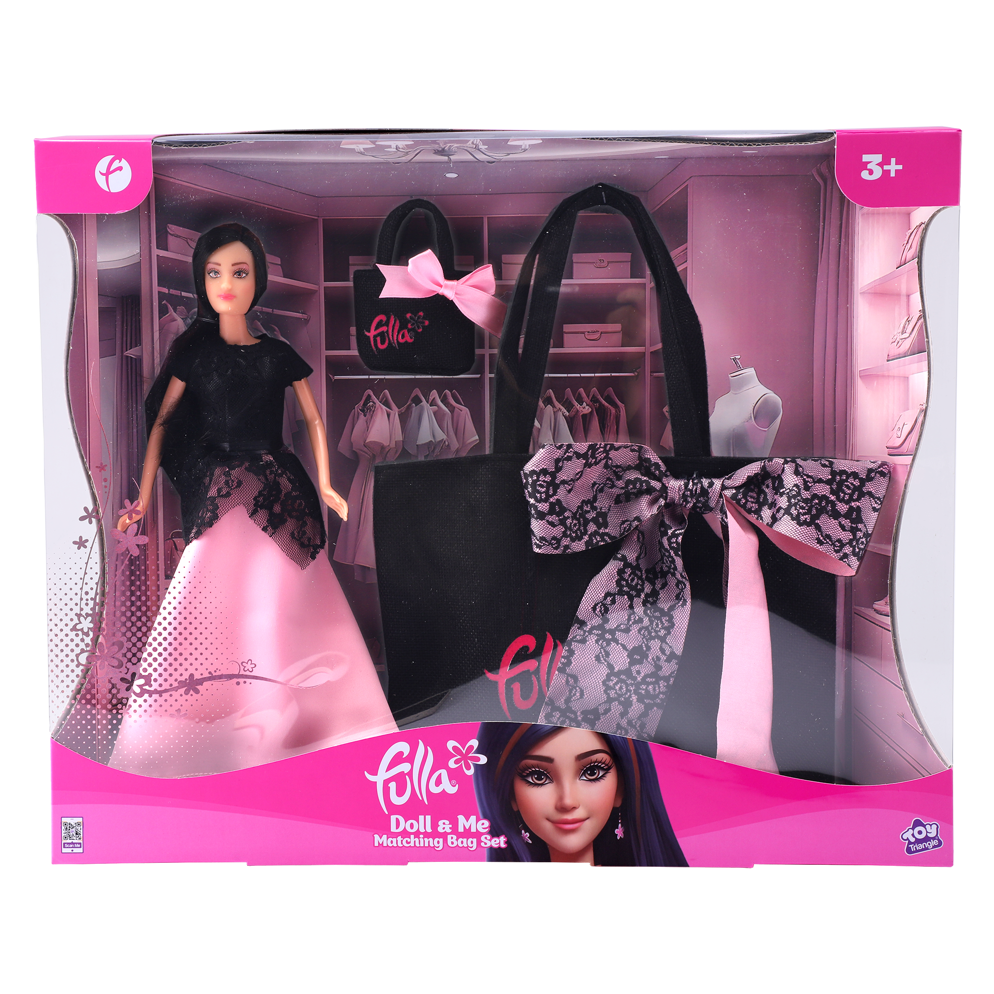 Fulla Doll and Me Matching Bag Set, Fashion Doll Playset with Mini and Large Bags, Pretend Travel Toy for Girls Ages 3 and Up
