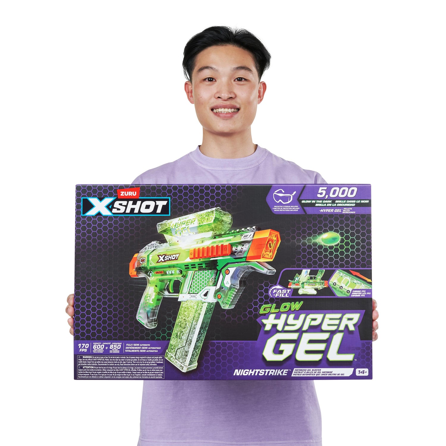 X Shot Hyper Gel Glow In The Dark Medium Blaster, Toy Gun for Boys, Age 14+