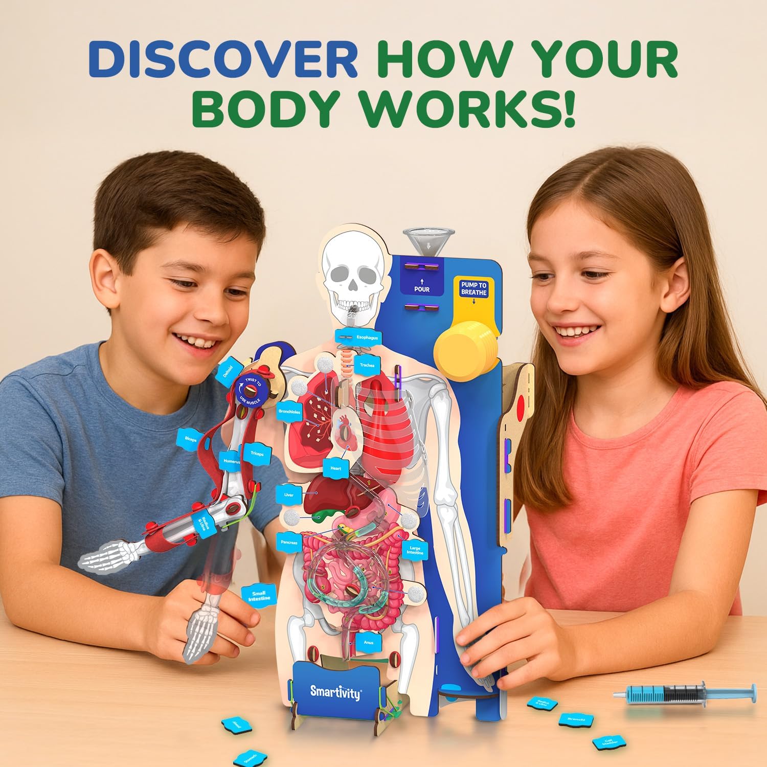 Smartivity Interactive Human Body Model for Kids 8-14 Years I Dynamic Body Parts & Organs + Learning Booklet | Birthday Gift for Boys & Girls | Educational Toy for 8,9,10,11,12,13,14 Years