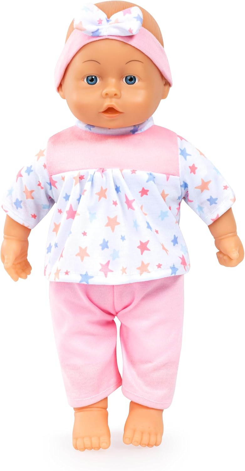Bayer First Words Baby Doll 40cm with 24 Sounds, Soft Cuddly Talking Baby Doll Toy, Battery Operated Role Play Doll for Toddlers, 10M+ Months