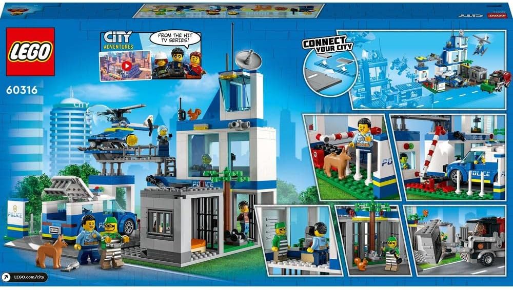 LEGO City Police Station 60316 Building Kit for Kids aged 6+, with a Helicopter, Patrol Vehicle and Customized Bin Lorry, Plus 5 Minifigures, Ramadan Gift Idea for Kids (668 Pieces)