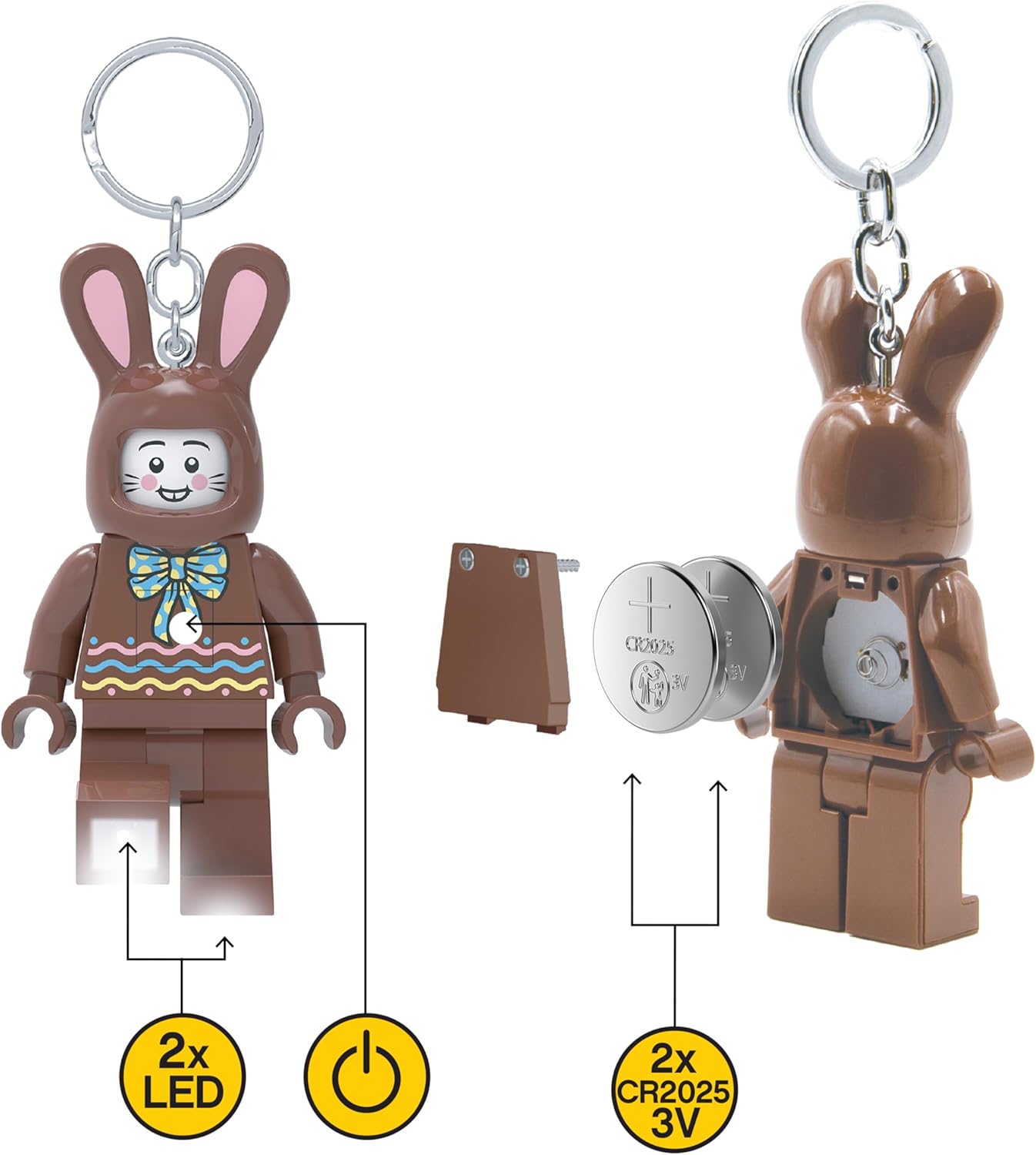 Lego IQ Minifigures Light Easter Chocolate Bunny Keychain, 7.6 cm Tall