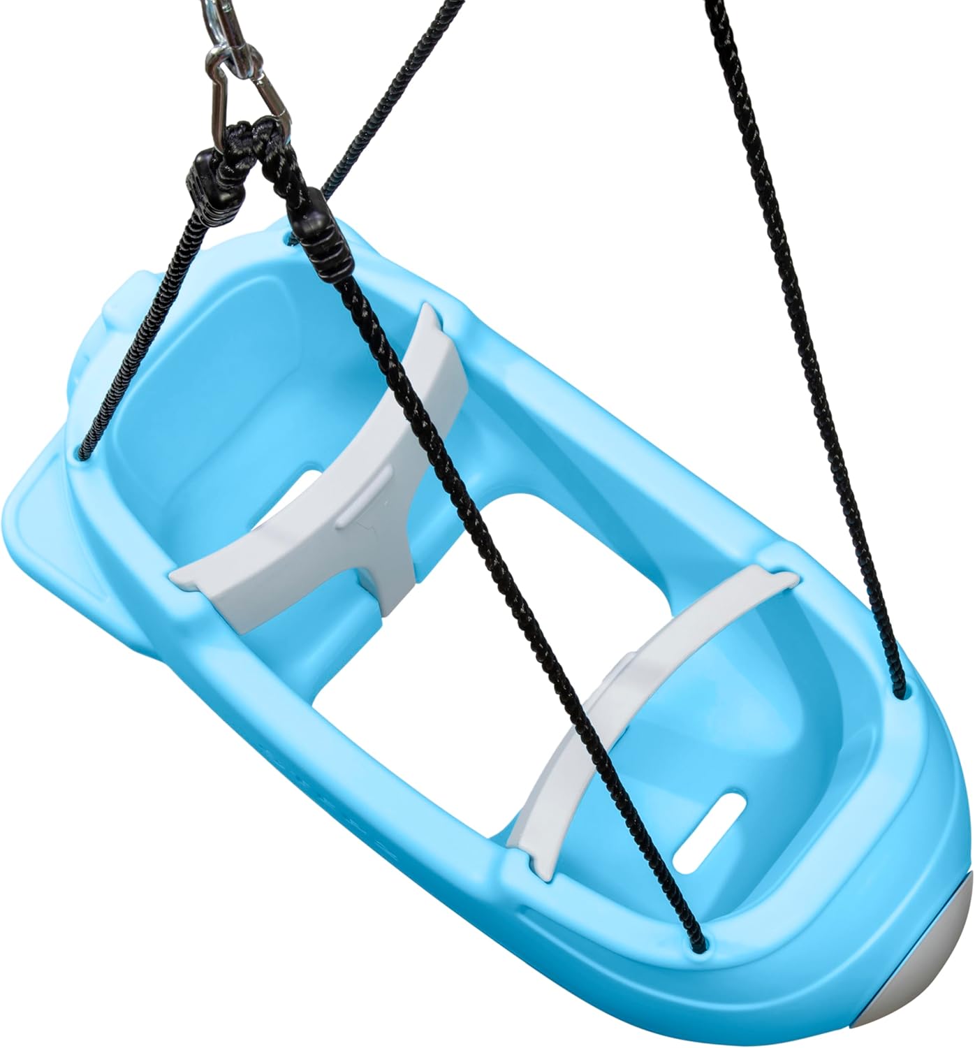 Step2 Rocket Double Swing for Boys and Girls Ages 1.5 Years and Up Blue Plastic Two Seat Outdoor Swing with Safety Straps and T Bar for Toddlers and Young Children