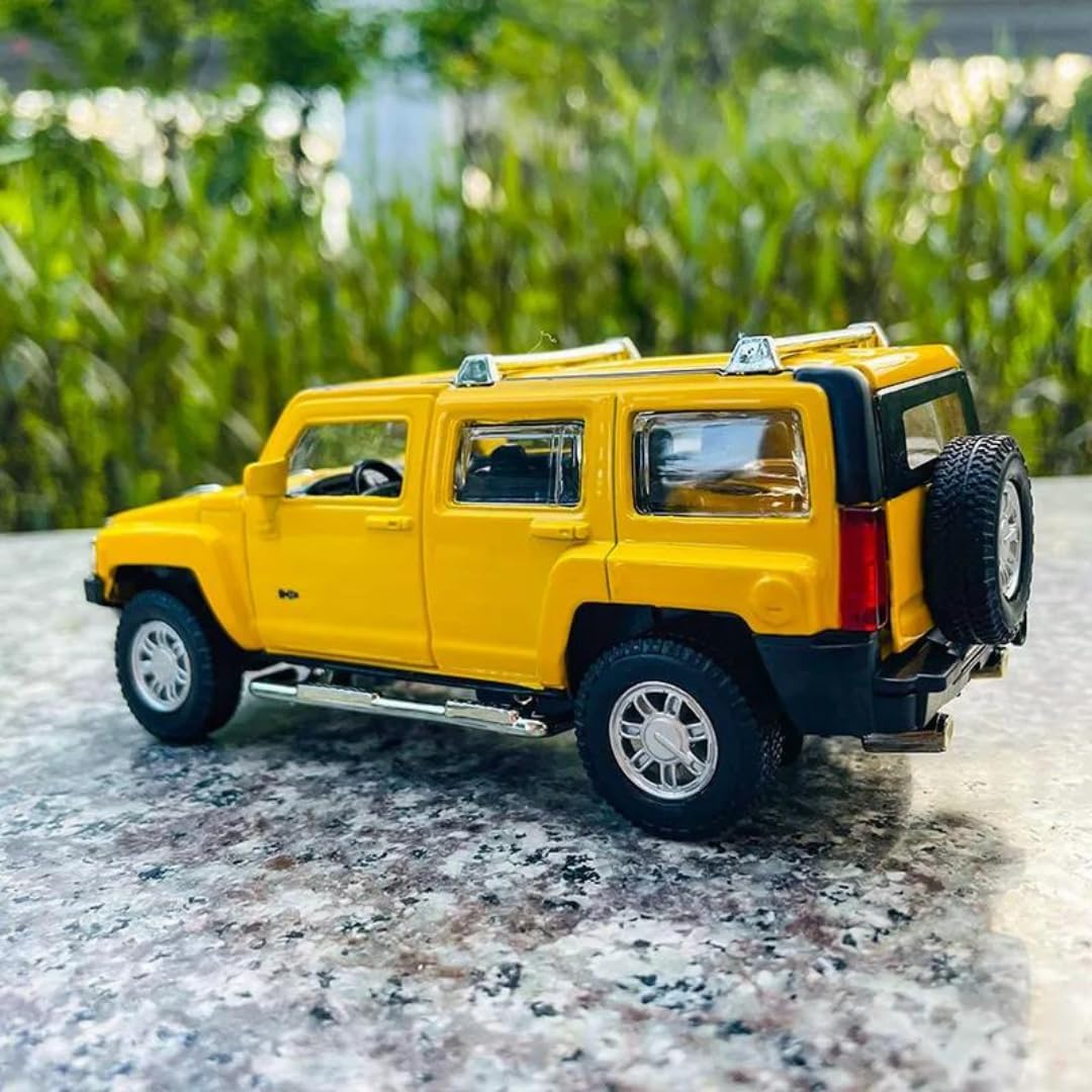 D-power Hummer H3 Die-Cast Model Car – 1:32 Scale, Yellow, Pull-Back SUV Toy, Ages 3+