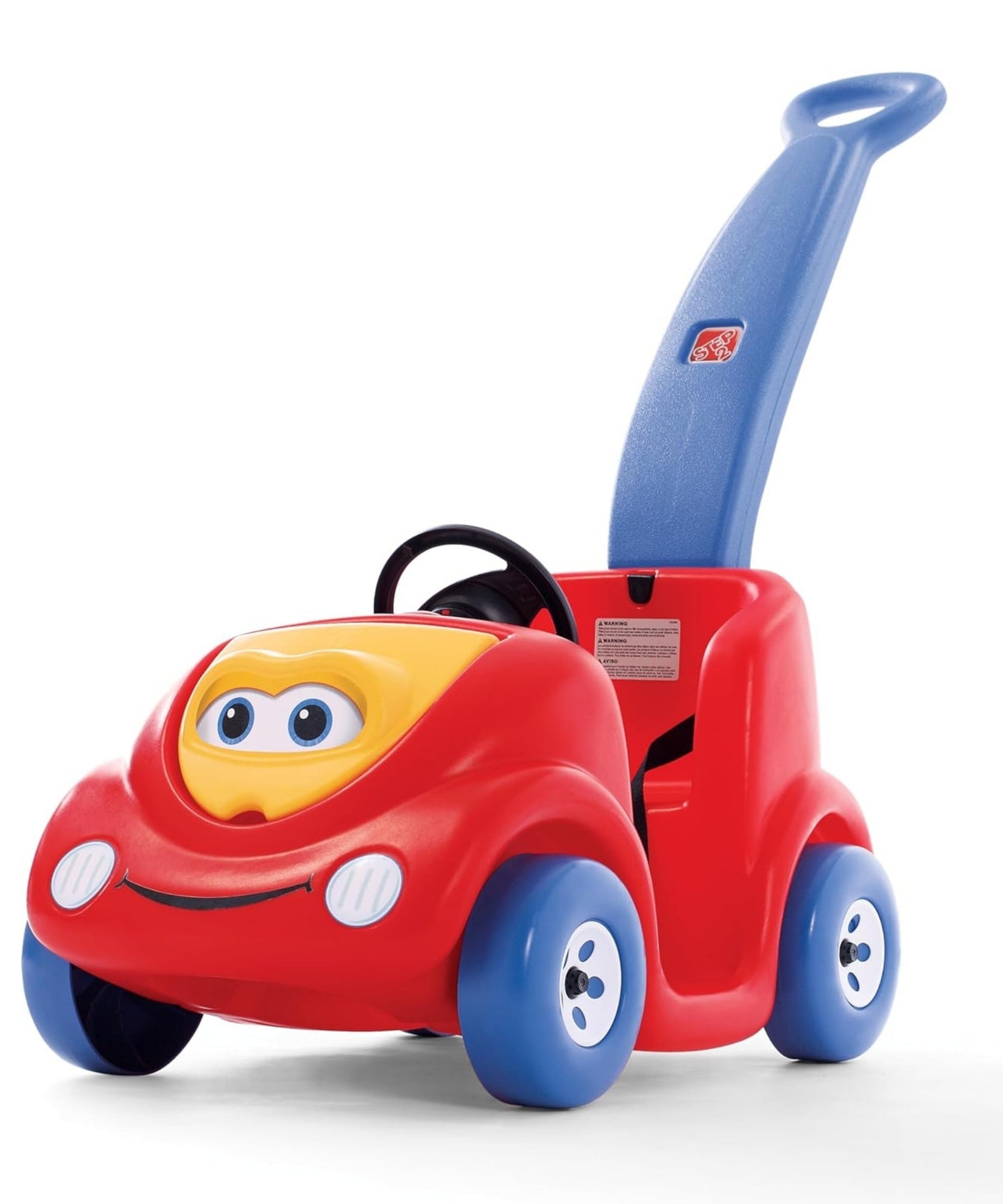 سيارة دفع للأطفال بمقعد واحد من ستيب 2، إصدار الذكرى السنوية العاشرة، سهلة التخزين مع حزام أمان وبوق وصندوق تخزين، مناسبة للأطفال من الأولاد والبنات من سن 18 شهرًا فما فوق، باللونين الأحمر والوردي