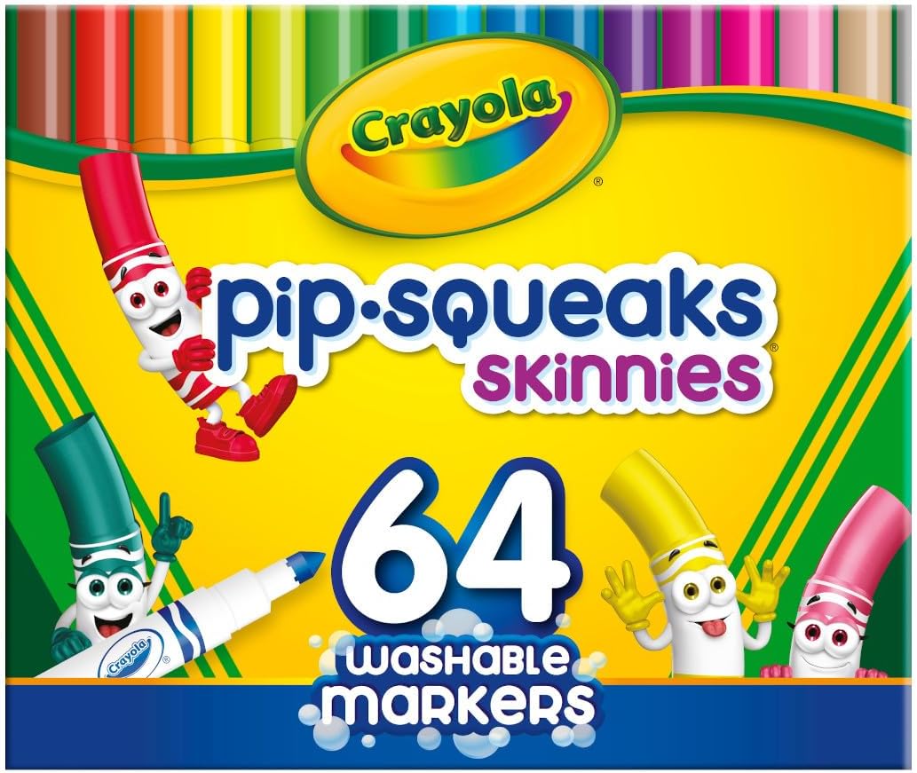 Crayola Pip-Squeak Skinnies Washable Markers, 64 Count