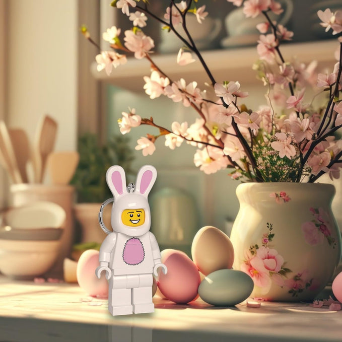 Lego IQ Minifigures Light Easter Bunny Suit Guy Keychain, 7.6 cm Tall