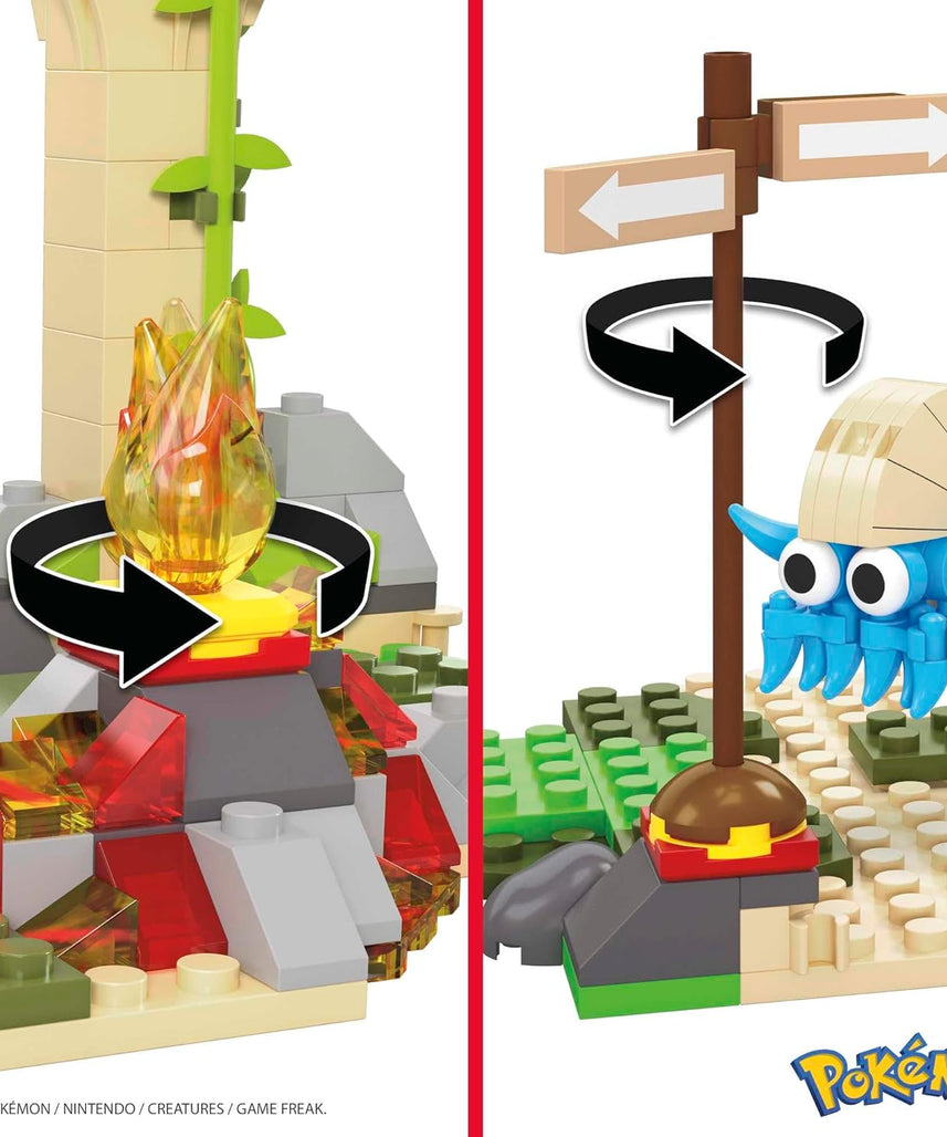 مجموعة بناء أطلال غابة بوكيمون ميجا، شخصيات كيوبون، تشارماندر، أومانايت، 464 قطعة، أطلال قديمة متصلة، متوافقة مع مجموعات بناء أخرى، هدية لعبة للأولاد والبنات، من عمر 7 سنوات فما فوق