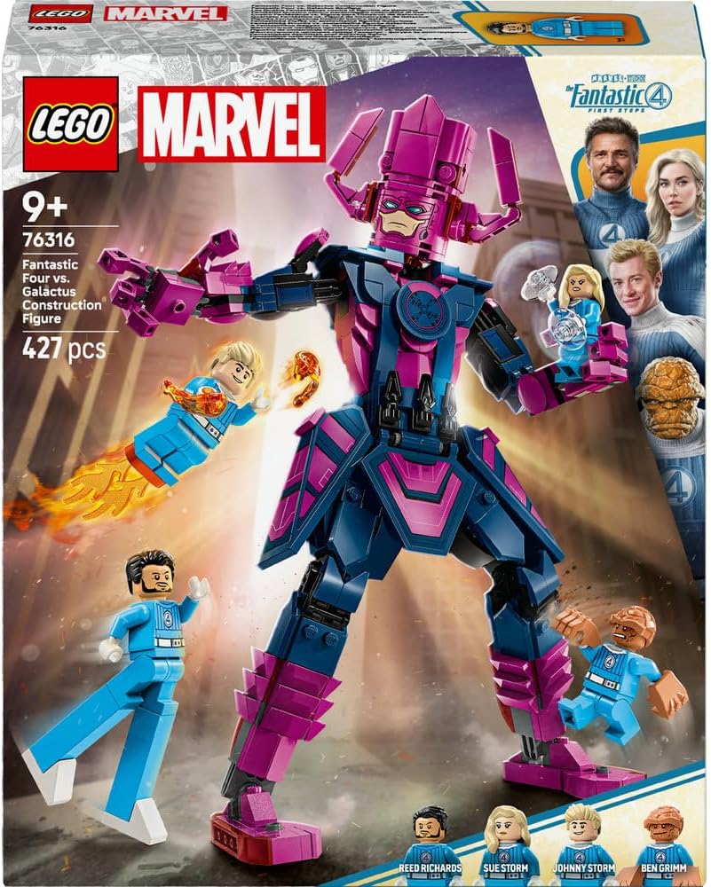 LEGO Marvel Fantastic Four vs. Galactus Construction Figure - Building Toy with Reed Richards, Invisible Woman, The Thing & Human Torch Minifigures - Movie Set for 9+ Year Old Boys & Girls - 76316