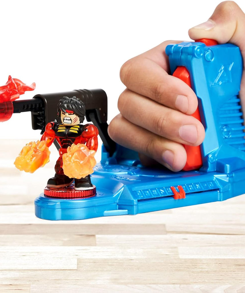 مجموعة ألعاب موس تويز أكيدو ليجندز أوف باورزتورم ميجا سترايك للتحكم مع لعبة اللكمة الأولية، شخصية فاير سترايك تشوكس تيربو الحصرية و4 قطع طاقة أساسية للأطفال من سن 6 سنوات فما فوق - مجموعات ألعاب