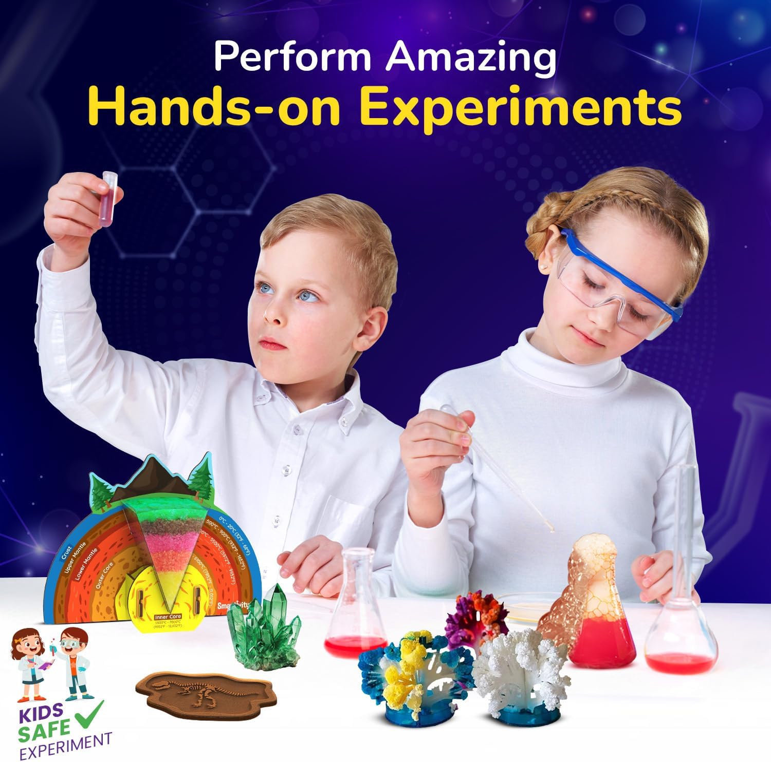 Smartivity Mega Crystal Earth Science Kit | Explore Earth, Crystal, and Fossilization Concepts | Birthday Gift for Boys & Girls I STEM Educational DIY Science Toys for Kids Ages 8,9,10,11,12,13,14