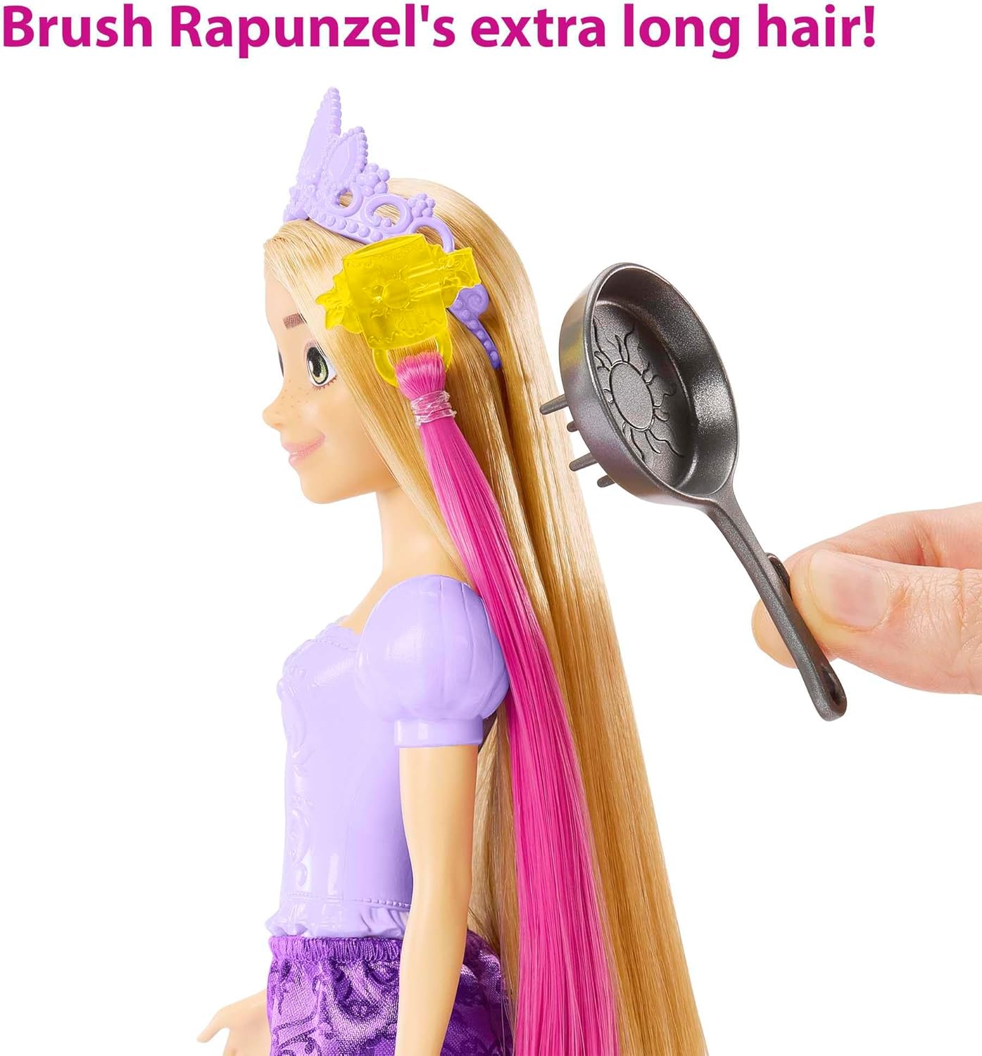 Mattel Disney Princess Toys, Doll Color Change Extensions and Hair Styling Pieces, Inspired by the Disney Movie, HLW18 Rapunzel With Hair Accessories