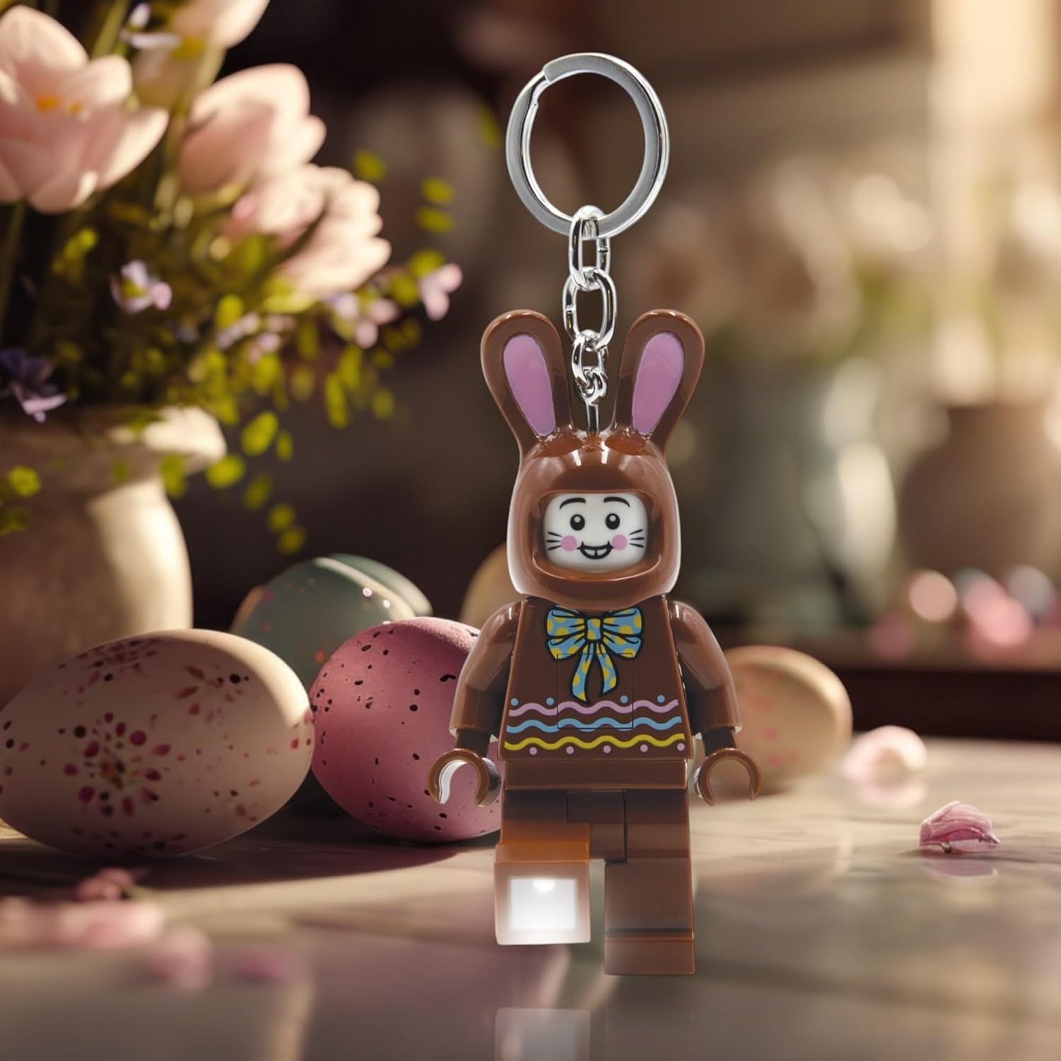 Lego IQ Minifigures Light Easter Chocolate Bunny Keychain, 7.6 cm Tall