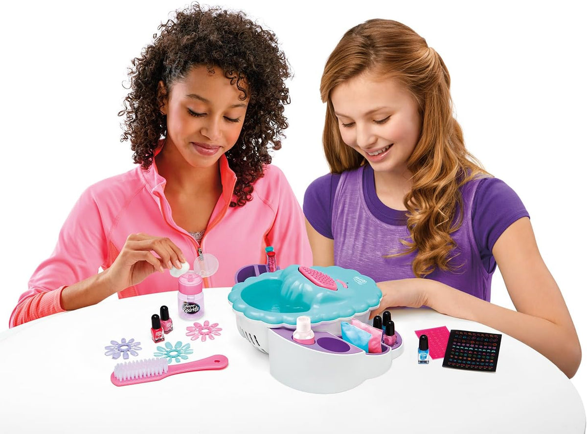 Shimmer and Sparkle Crazart Ultimate Nail Spa Set For Kids Teens, 5In1 Studio, Soak, Massage, Polish, Decorate Dry, Multicolor, Sns-65506
