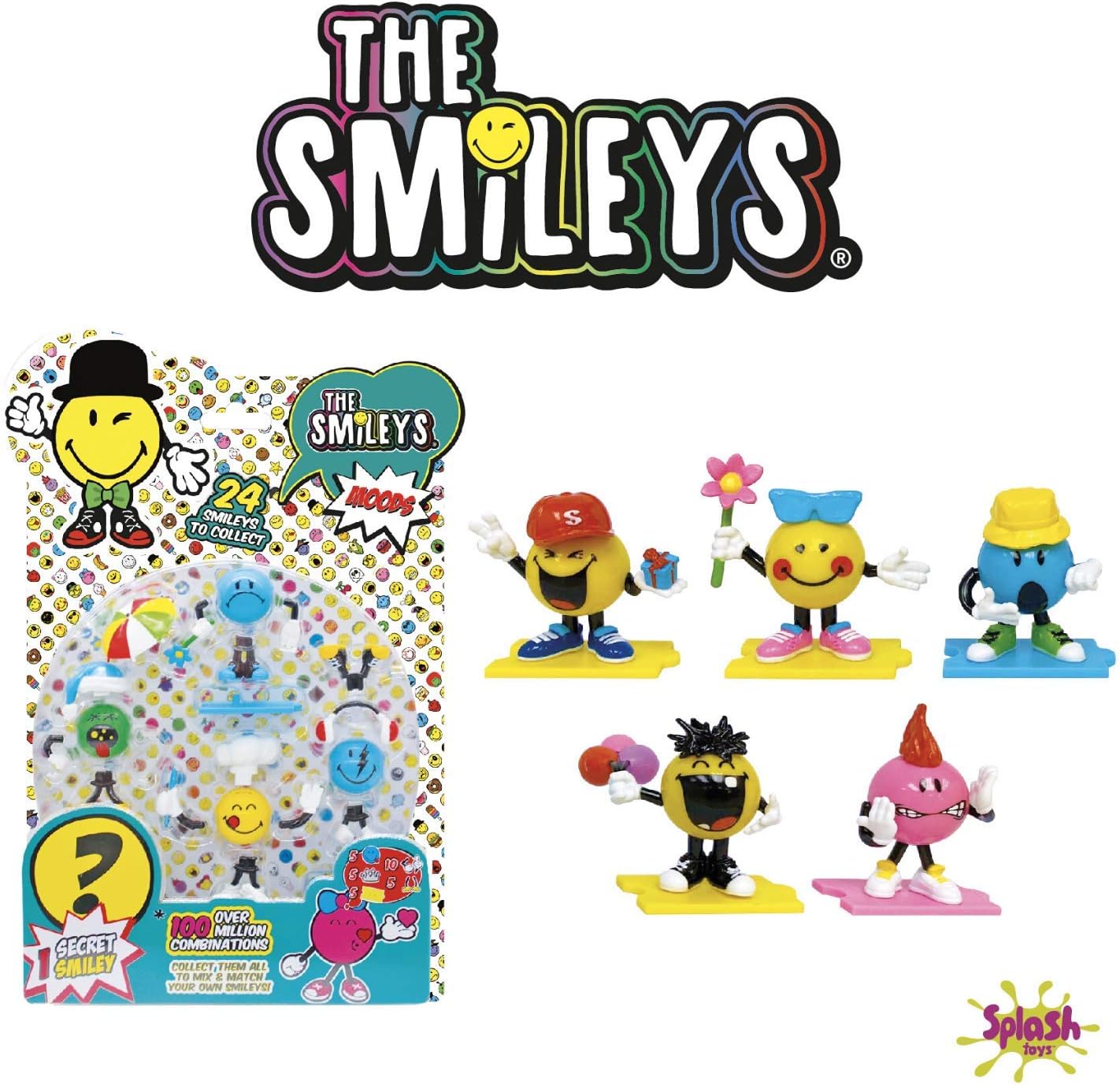 Splash Toys Smileys Characters Series 1 Figurines 5-Piece Pack, Collectible Themed Vinyl Figures for Kids and Fans, 3Y+ Years