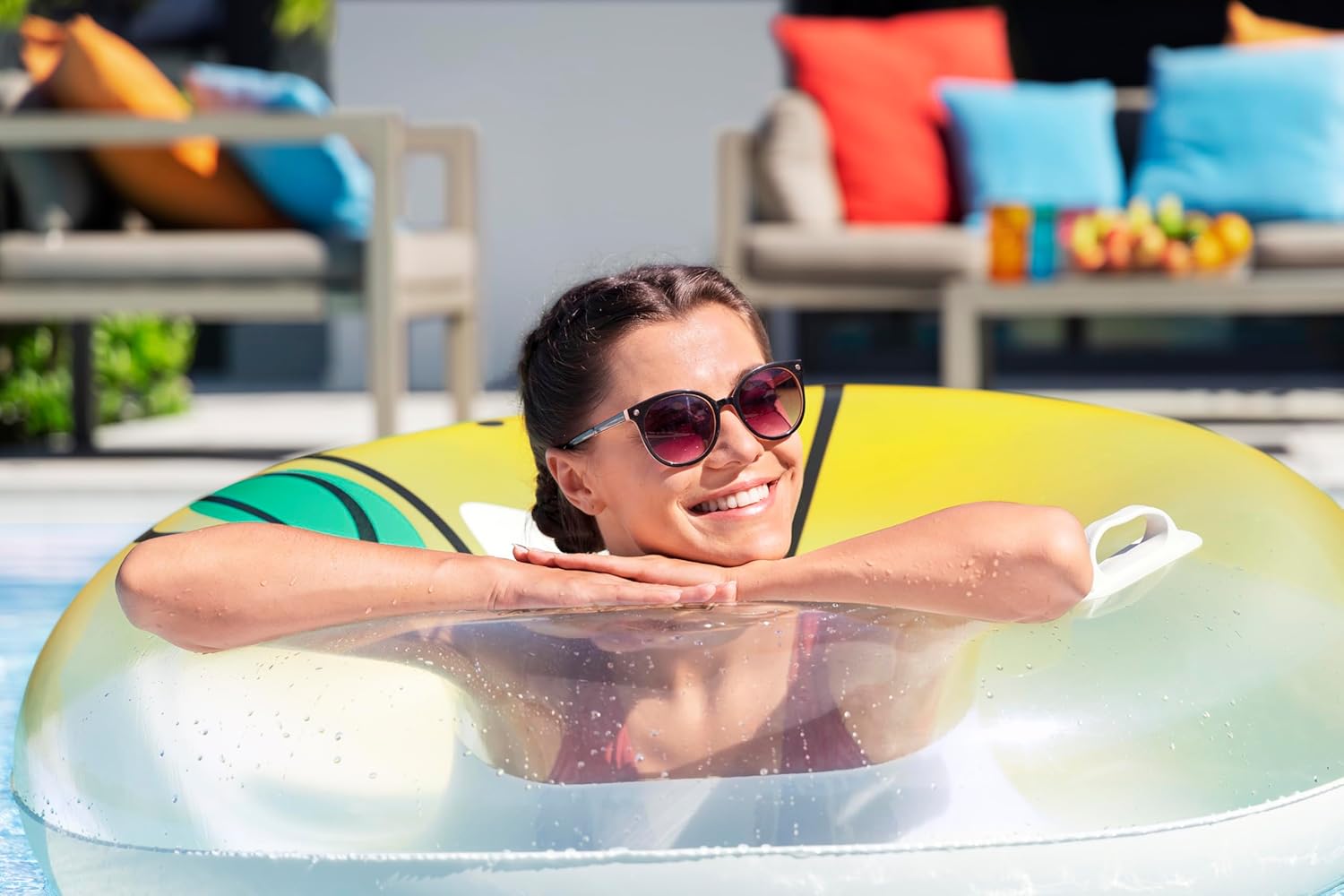 Bestway Swim Ring Fresh Squeezed Lemon Swim Tube 1.14M, Outdoor & Indoor Relaxation & Play, Swim Tubes, Pool Floats, Bright Graphics, Heavy-duty Handles