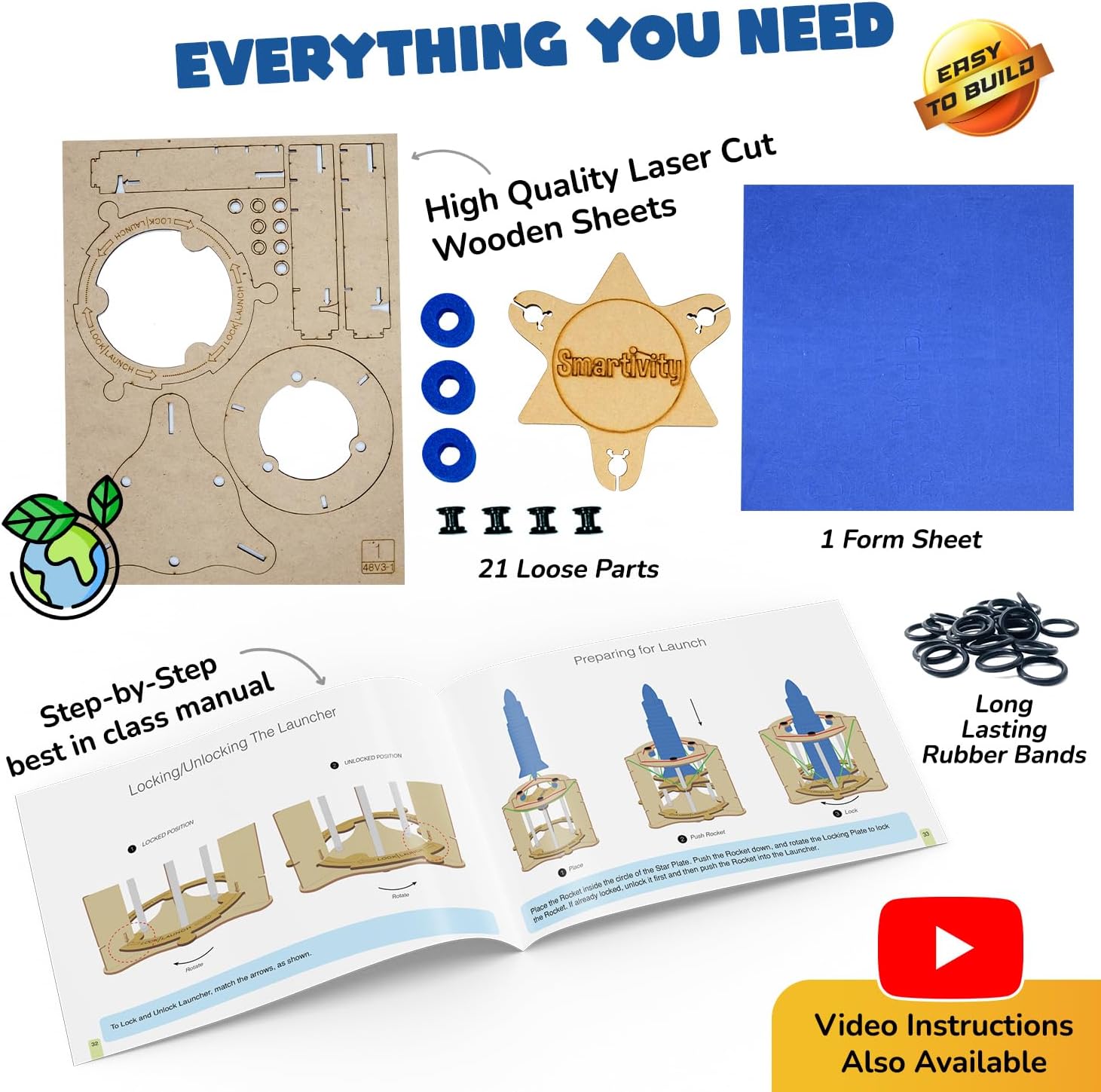 Smartivity Space Rocket STEM Toy, Educational DIY Construction Kit for Kids, Hands-On Science and Engineering Project, STEM Learning Activity for Ages 6-14, Birthday Gift for Boys and Girls