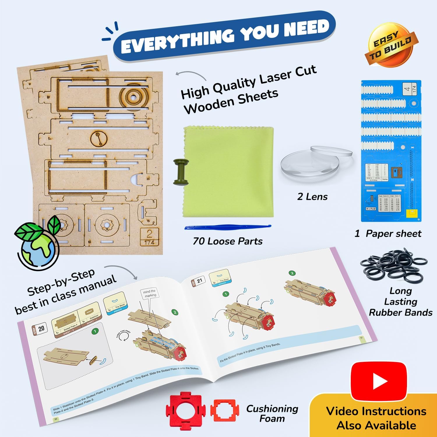 Smartivity Telescope Toy for Kids, Hands-On Learning of Optics, Lens Systems, and Magnification, Adjustable Focus, Beige