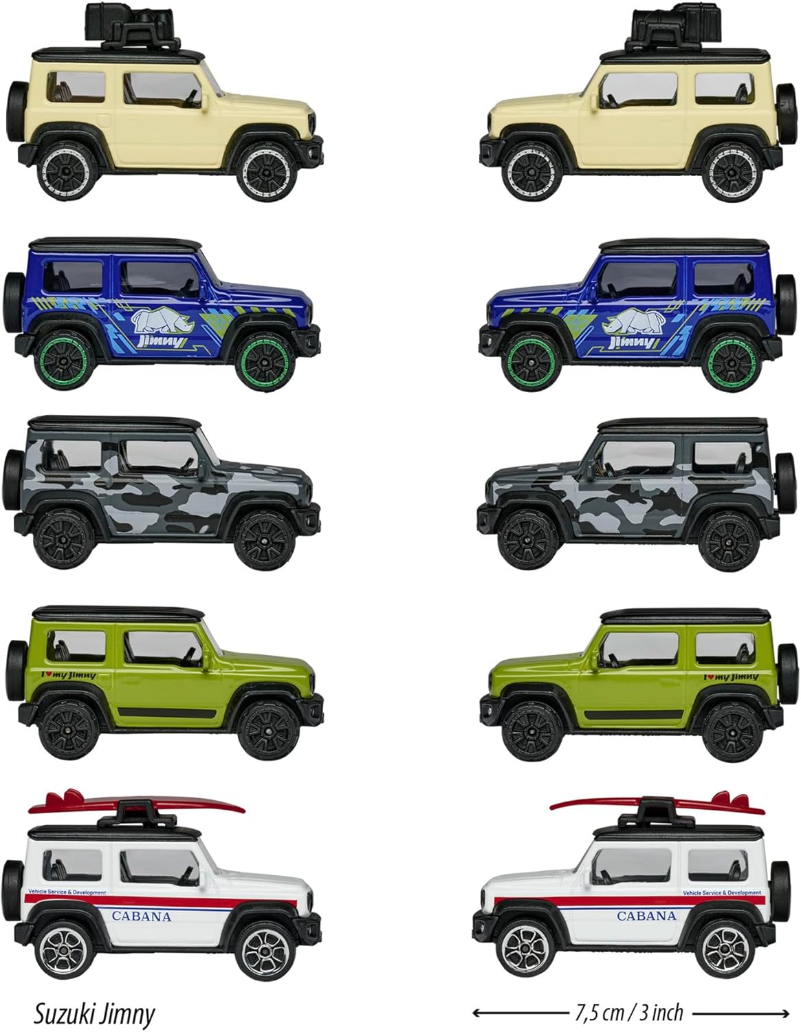 Majorette Suzuki Jimny 5-Piece Gift Pack – Die-Cast Metal Toy Cars, Rolling Wheels, Collectible Mini Vehicles for Kids, 1:64 Scale