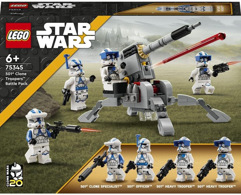 LEGO 75345 Star Wars 501st Clone Troopers Battle Pack Set, Buildable Toy with AV-7 Anti Vehicle Cannon and Spring Loaded Shooter plus 4 Characters