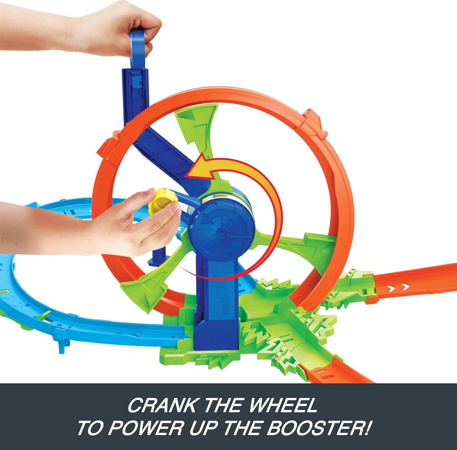 Hot Wheels Toy Car Track Set, Launch and Loop Playset & 1:64 Scale Die-Cast Vehicle, Crash Area on Figure 8 Track with Loop-Kicker Booster