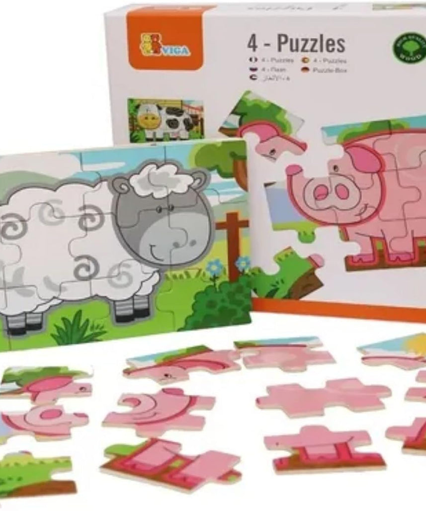 مجموعة فيجا فارم، أحجية الصور المقطوعة من 48 قطعة، لعبة مونتيسوري الخشبية، تنمي المهارات الحسية والإدراكية والحركية الدقيقة، لعبة تعليمية للأطفال غير سامة وصديقة للبيئة، مناسبة للأولاد والبنات من عمر سنتين فما فوق