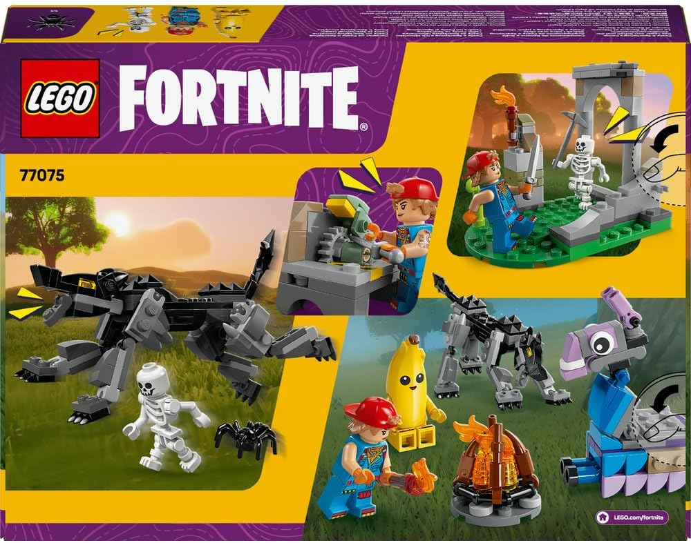 LEGO Fortnite Peely & Sparkplug’s Camp Toy - incl. Wolf & Supply Llama Figures plus a Campfire & 3 Minifigures - Gift for 7+ Year Old Boys, Girls & Gaming Fans - 77075