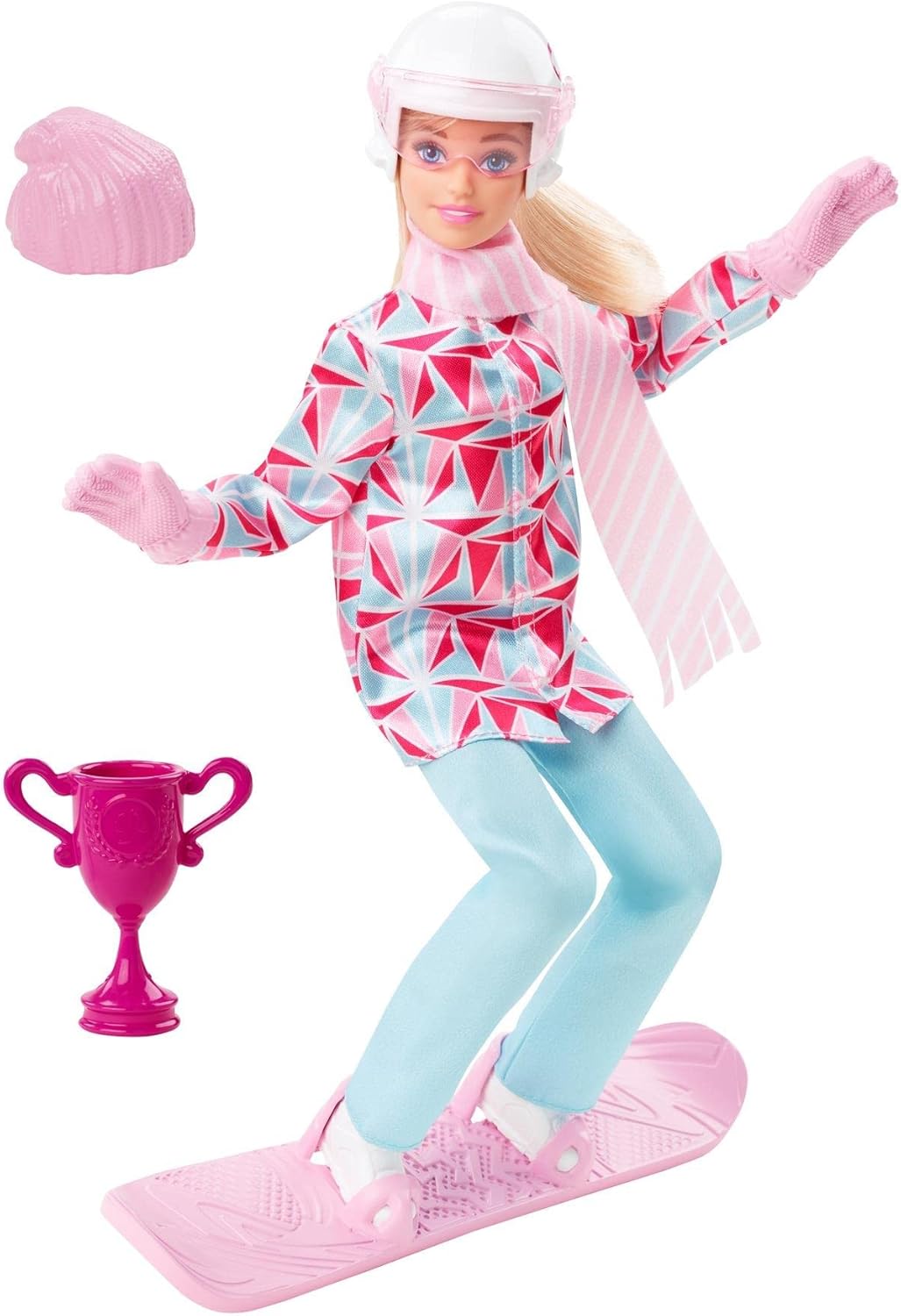 Barbie Winter Sports Snowboarder Doll 12 Inches Blonde with Jacket Pants Scarf Helmet Snowboard and Trophy for Kids Ages 3 and Up