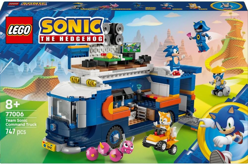 LEGO Sonic the Hedgehog Team Sonic Command Truck Toy - Interactive Set with an ATV Car & 5 Figures incl. Tails - Gift for 8+ Year Old Boys, Girls & Gaming Fans - 77006