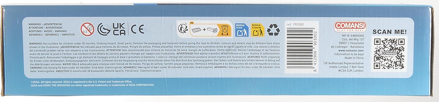 Comansi Sonic Figurines Gift Box 4-Piece Set, Miniature Figures of Sonic, Shadow, Knuckles, Tails, High-Quality Thermoplastic Plastic, Tabletop Collectible Toys, 6cm, Officially Licensed