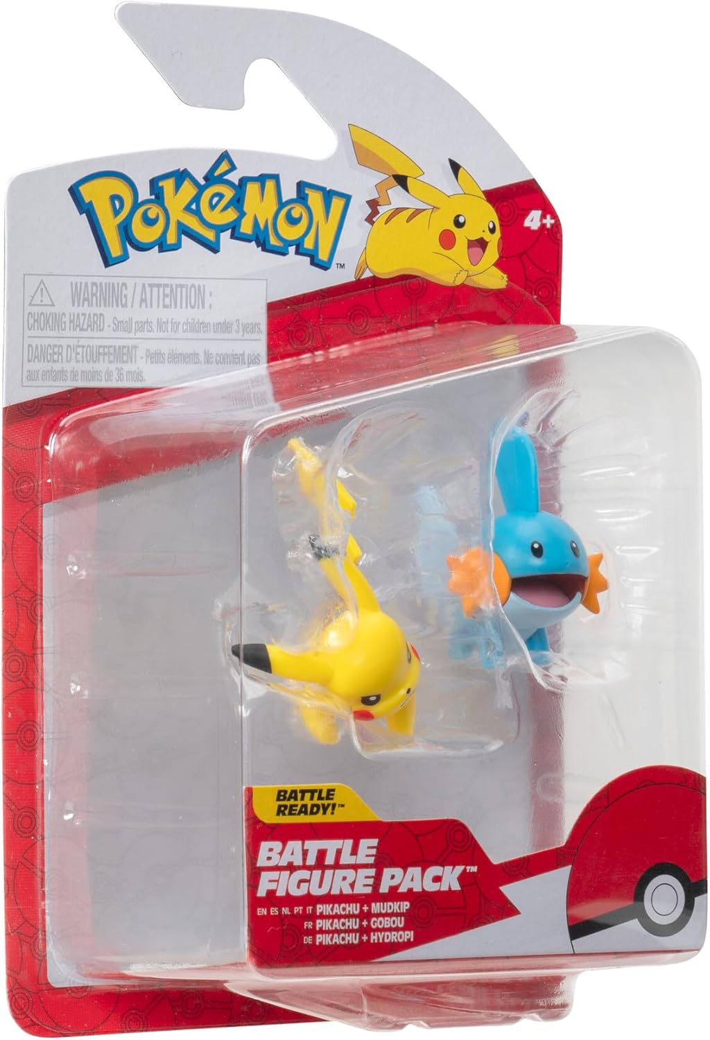 Pokemon Pikachu & Mudkip Figures, Detailed Official Figures, Battle Ready, Action Figurines, Collectibles, Display Toys for Boys, Battle Figure