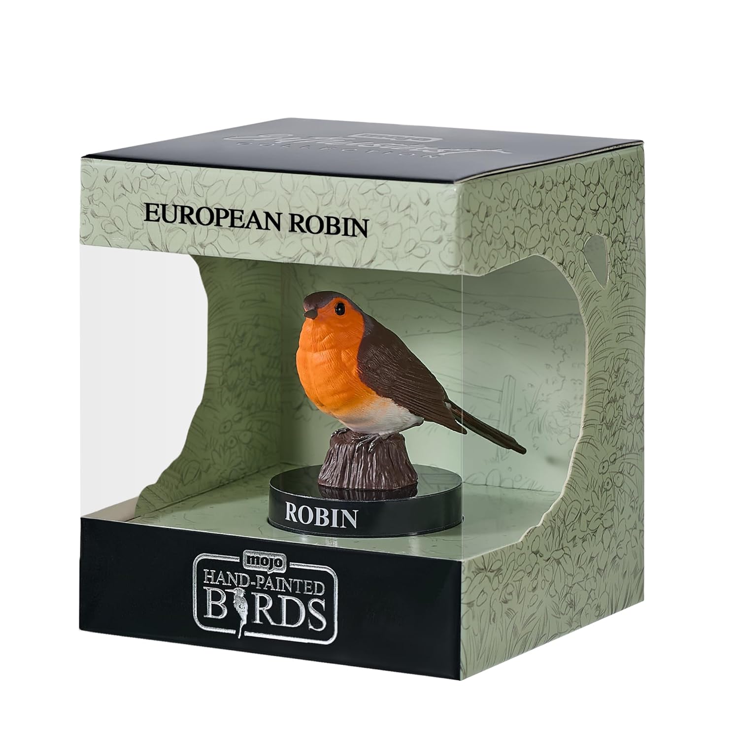 MOJO Bird Enthusiast Collection Series 1 European Robin Figurine for Kids and Collectors Hand-Painted Realistic Wildlife Model Educational Toy with QR Code for Fun Facts Ages 3 and Up
