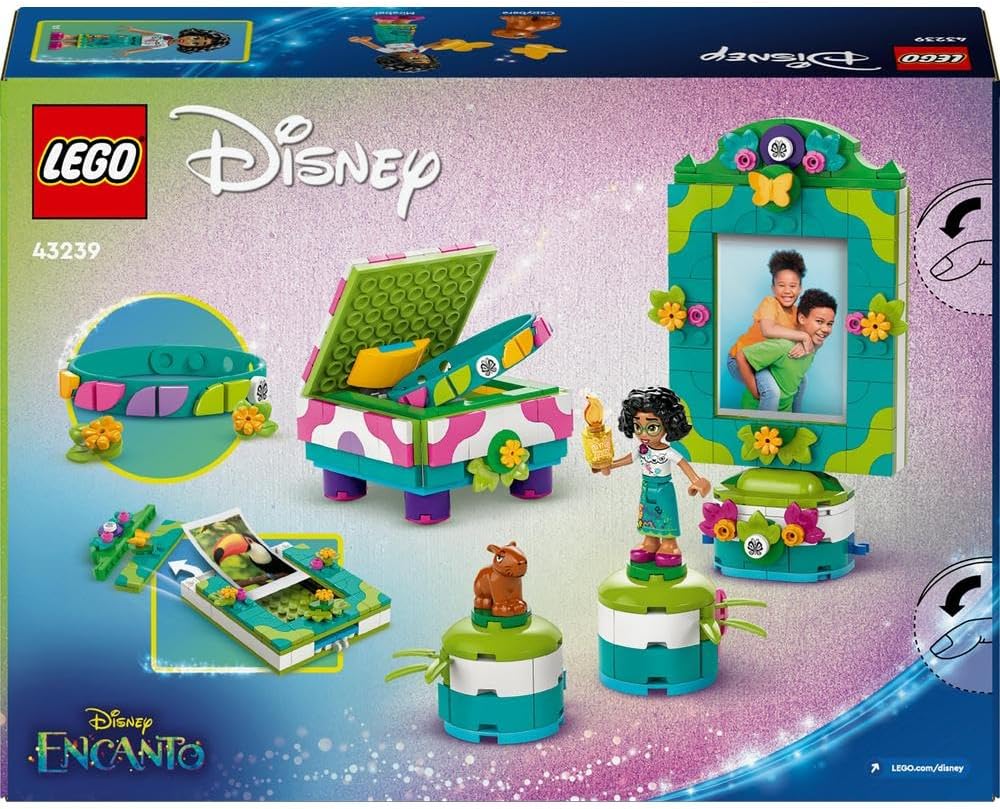 LEGO ǀ Disney Encanto Mirabel’s Photo Frame and Jewellery Box, Buildable Toy for Kids with Wearable Bracelet and Mirabel Madrigal Character Minidoll Figure, Ramadan Gift for Girls and Boys 43239