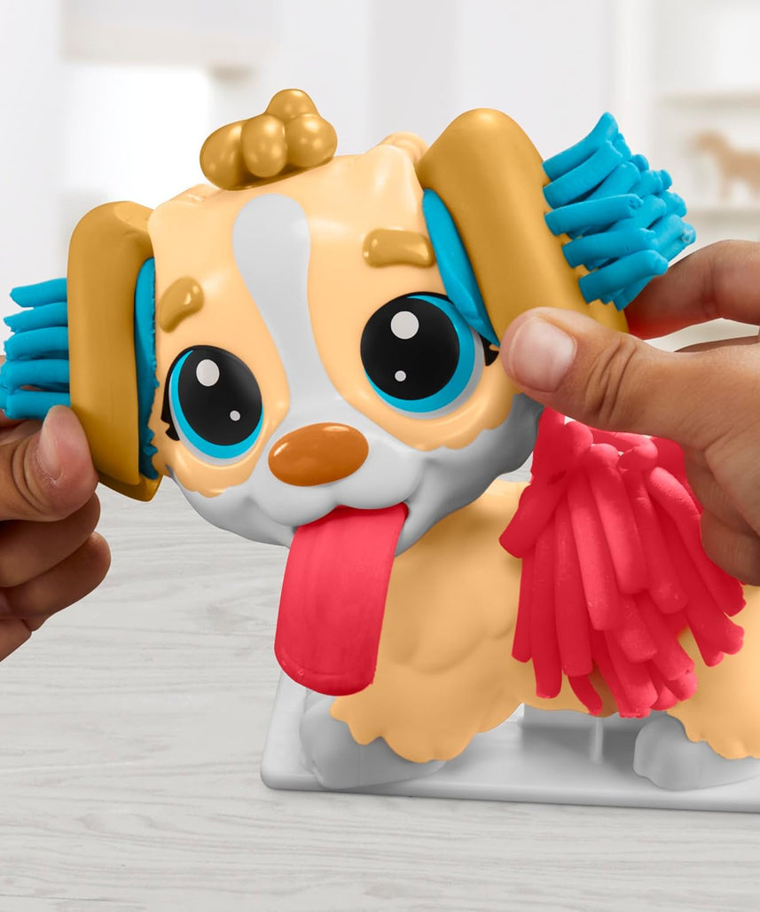 مجموعة لعب بلاي دوه للعناية والحمل البيطري، كلب لعبة، 10 أدوات بيطرية، 5 ألوان مركبة للنمذجة، حامل تخزين، مجموعة أدوات بيطرية تظاهرية، فنون وحرف غير سامة، للأطفال من سن 3 سنوات فما فوق