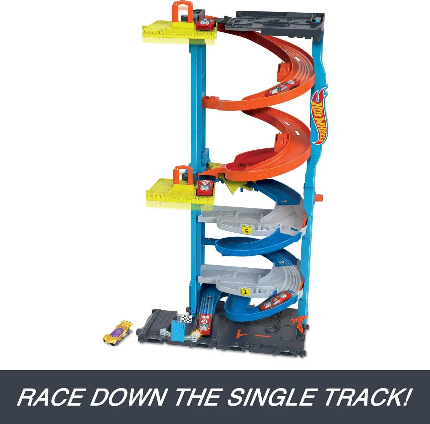 Hot Wheels City Transforming Race Tower Playset, Track Set with 1 Toy Car