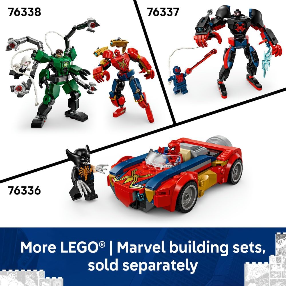 LEGO | Marvel Spider-Man vs. Ghost Rider Motorcycle - Superhero Toy w/a Motorbike Model, 2 Minifigures, Web String & Fire Elements - Gift for 6+ Year Old Boys - 76335