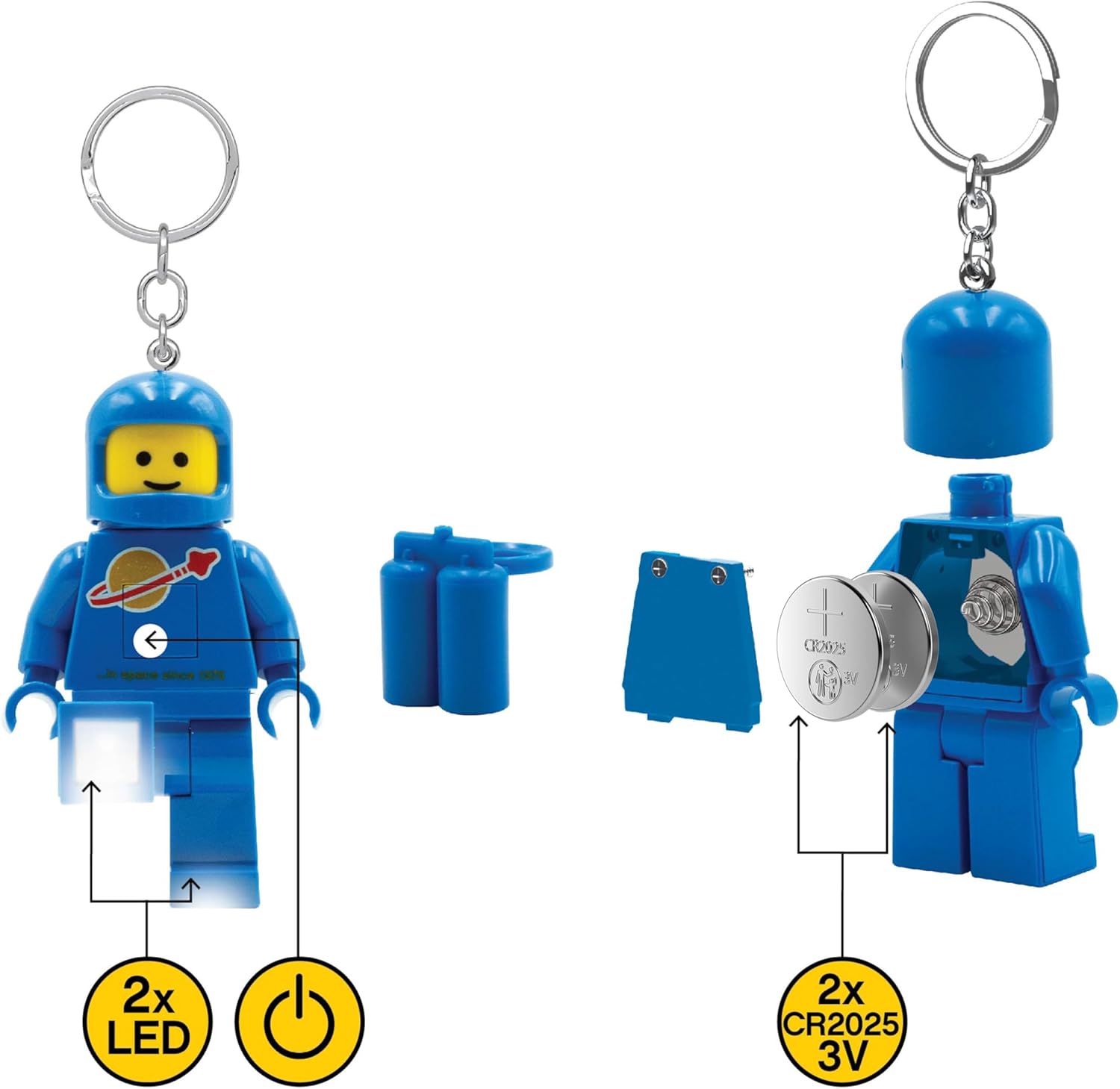 Lego IQ Minifigures Light Spaceman Keychain, 7.6 cm Tall, Blue