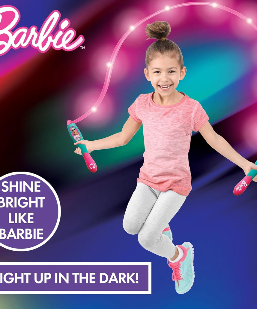 حبل القفز المضيء LED من سينكو كرييشنز باربي بطول 2.1 متر مع عداد رقمي، لعبة لياقة بدنية داخلية وخارجية مناسبة للأطفال من سن 3 سنوات فما فوق