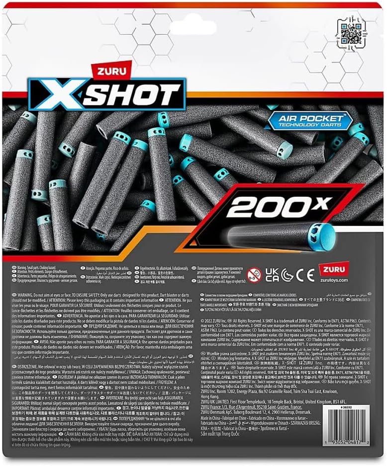 XSHOT X-Shot Dart Big Refill, 200 Foam Darts Refill Pack, Compatible with X-Shot and Other Dart Blasters, Boys, Age 8+
