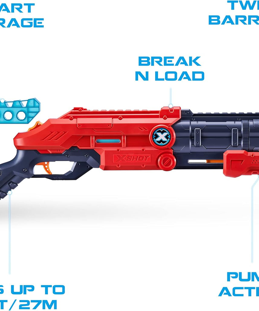 مسدس سهام XSHOT Excel Vigilante أحمر من الفوم، مزود بمضخة مزدوجة الماسورة، سريع الإطلاق، يتضمن 24 سهمًا و4 أهداف، بمخزون قابل للتعديل، مدى طويل 90 قدمًا، لعبة قتال للأطفال والمراهقين والبالغين