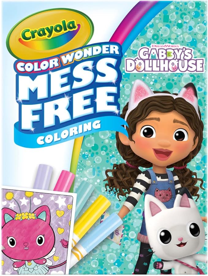 Crayola Gabbys Dollhouse Color Wonder, 18 Mess Free Coloring Pages & 5 No Mess Markers, Gift for Kids