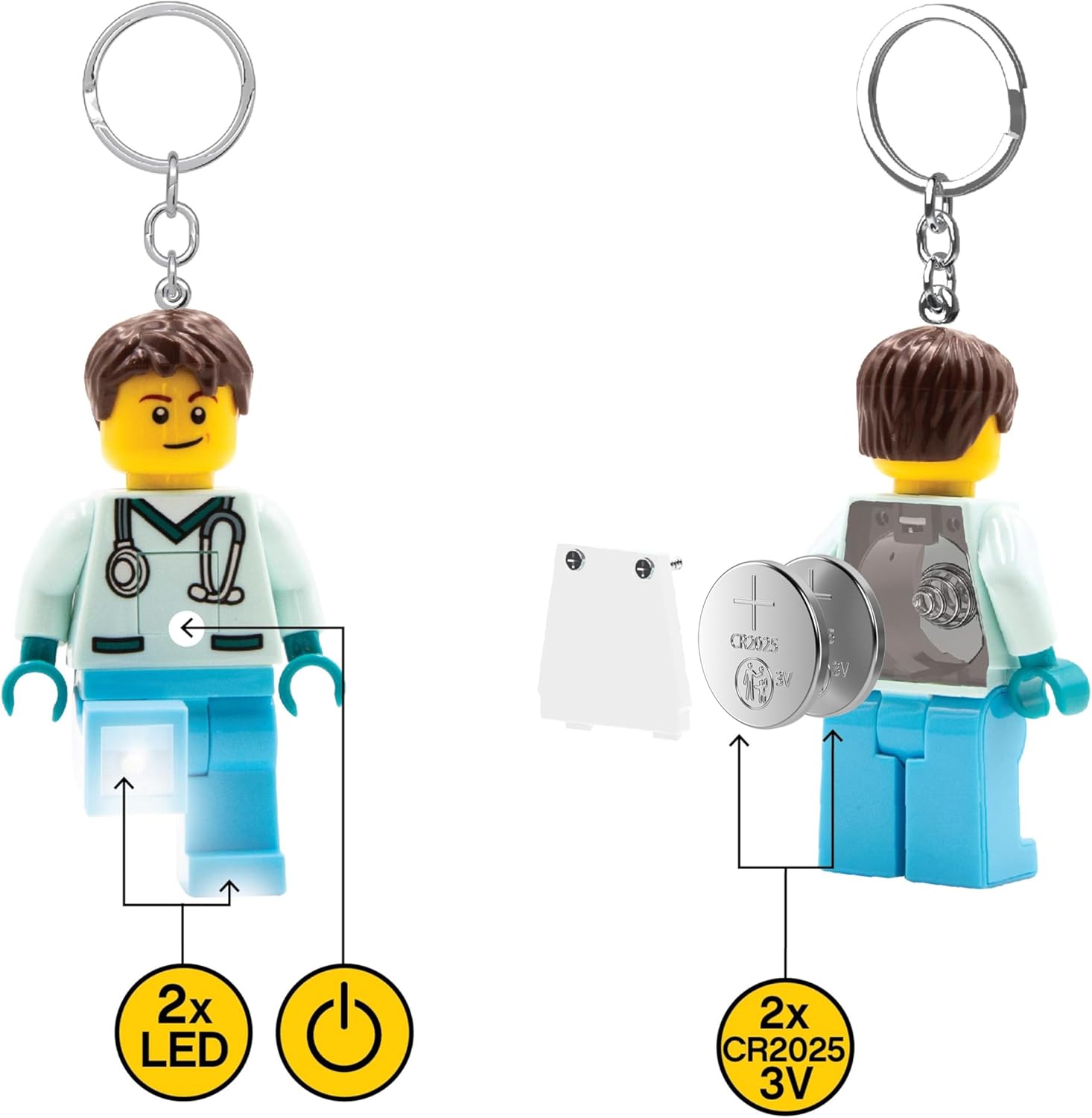 Lego IQ Minifigures Keychain Light Medical Profes_Male Nurse
