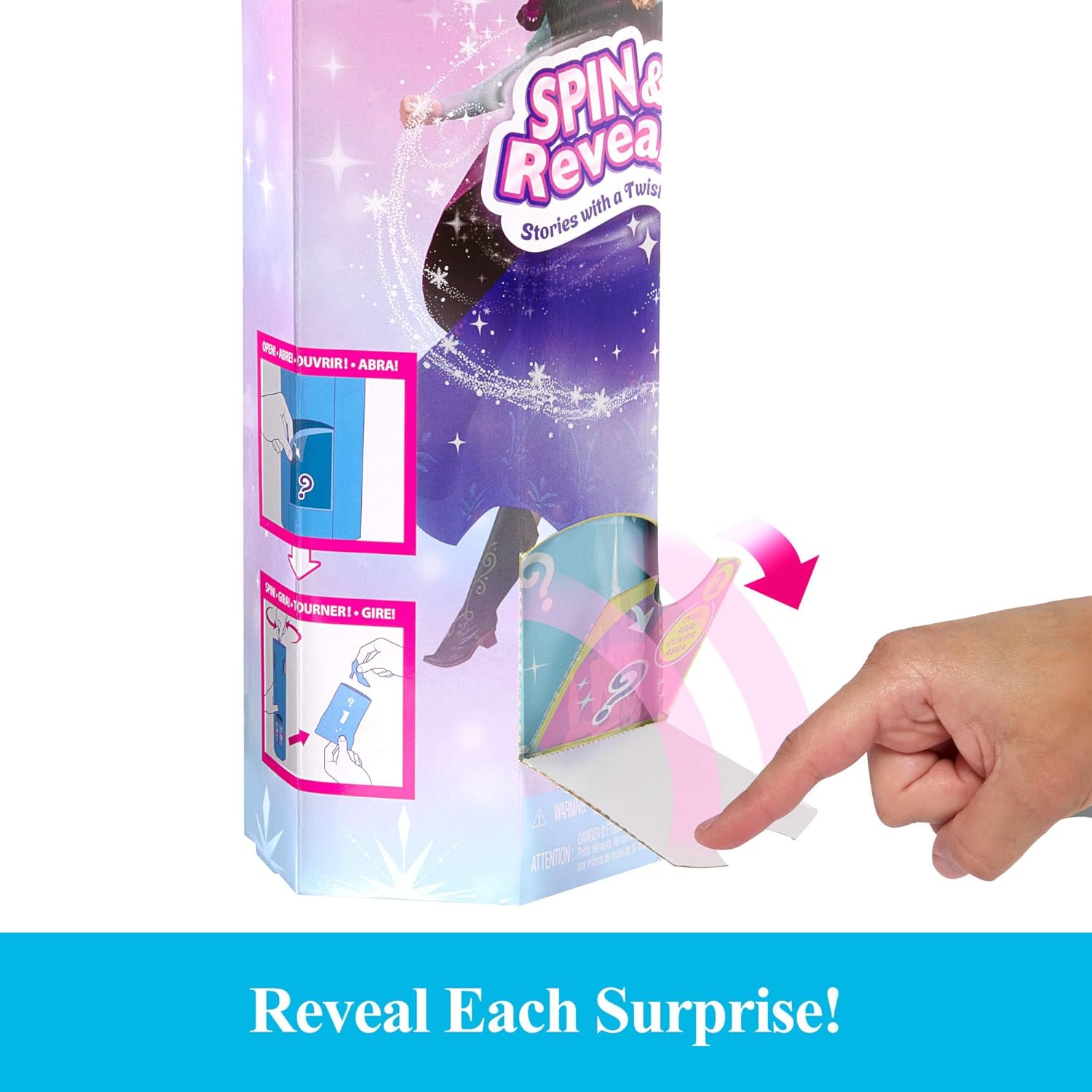 Mattel Disney Frozen Anna Fashion Doll Set Spin & Reveal with 11 Surprises Including 5 Accessories, 5 Stickers and a Play Scene Inspired by Disney Movie JBG60