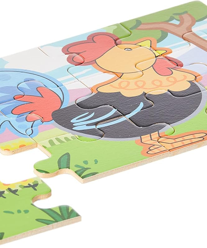 مجموعة فيجا فارم، أحجية الصور المقطوعة من 48 قطعة، لعبة مونتيسوري الخشبية، تنمي المهارات الحسية والإدراكية والحركية الدقيقة، لعبة تعليمية للأطفال غير سامة وصديقة للبيئة، مناسبة للأولاد والبنات من عمر سنتين فما فوق