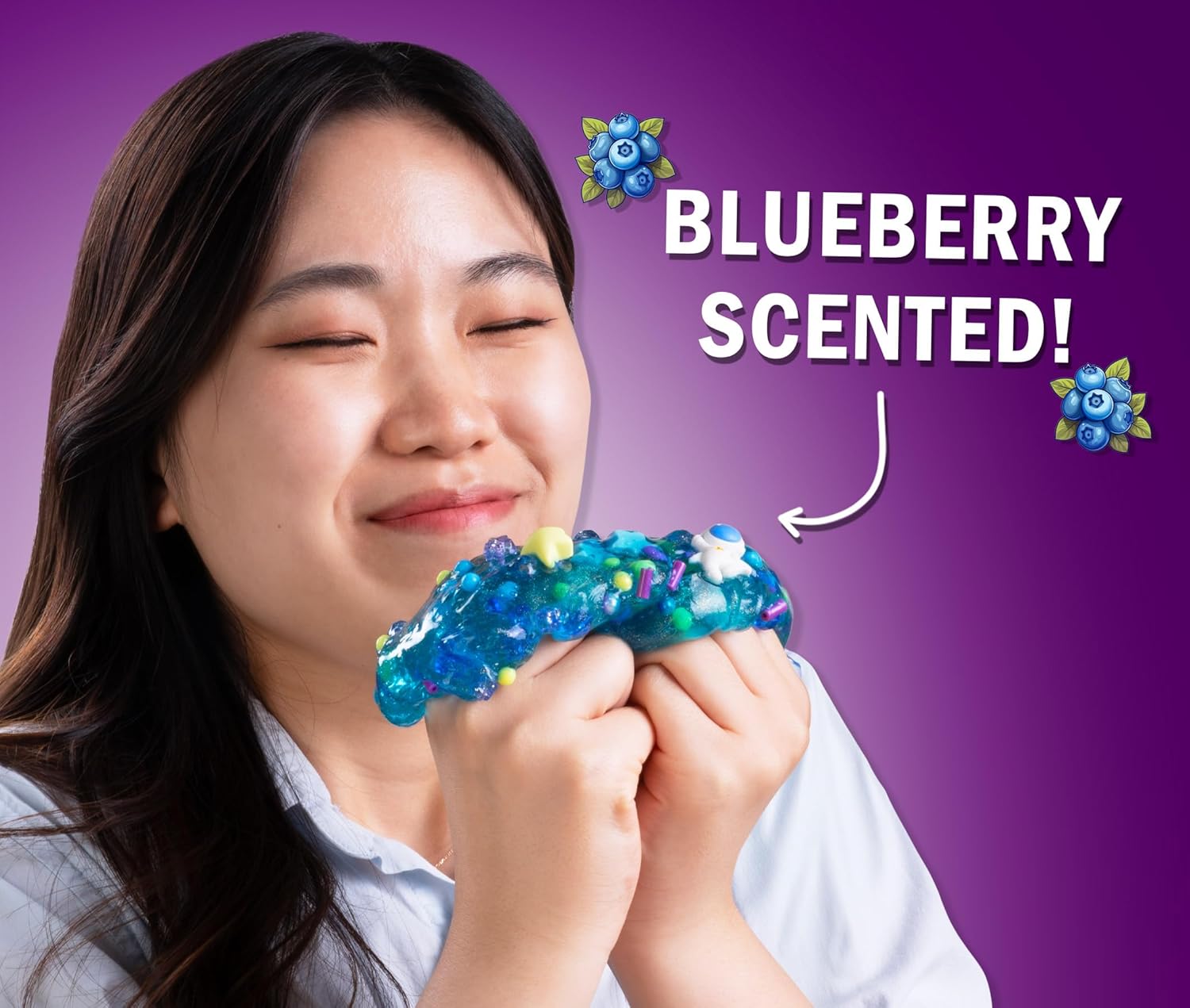 لعبة سلايم آرون المجنونة - مادة كونية، سلايم برائحة التوت الأزرق مع سحر، غير سام، فائقة المرونة والطراوة، مناسبة للأولاد والبنات من عمر 3 سنوات فما فوق