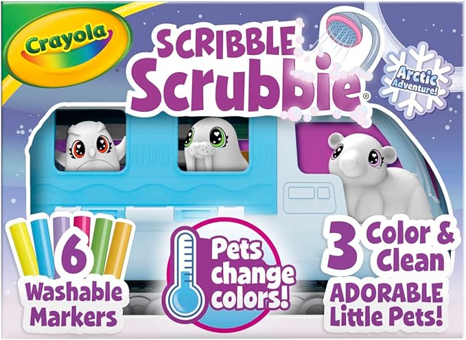 CRAYOLA Scribble Scrubbie Pets Arctic Snow Explorer, Color & Wash Creative Toy, Gift for Kids, Blue,white Age 3, 4, 5, 6 747479