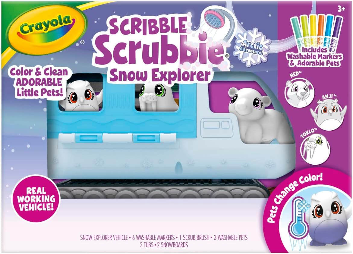 CRAYOLA Scribble Scrubbie Pets Arctic Snow Explorer, Color & Wash Creative Toy, Gift for Kids, Blue,white Age 3, 4, 5, 6 747479