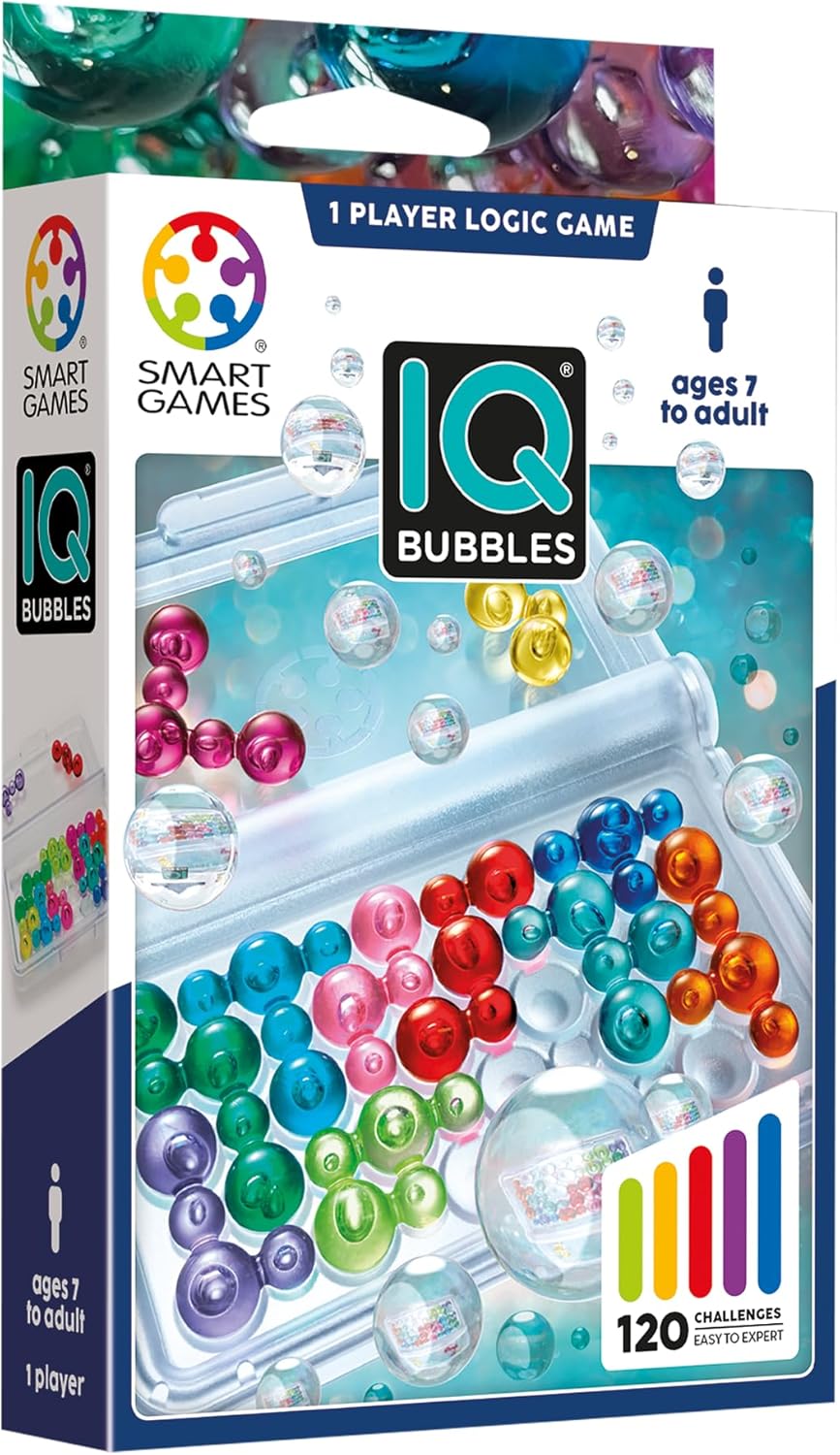 IQ Bubbles Logic Puzzle Brain Game for Boys and Girls Ages 7 Years and Up Portable Travel Game with 120 Challenges for Kids Teens and Adults
